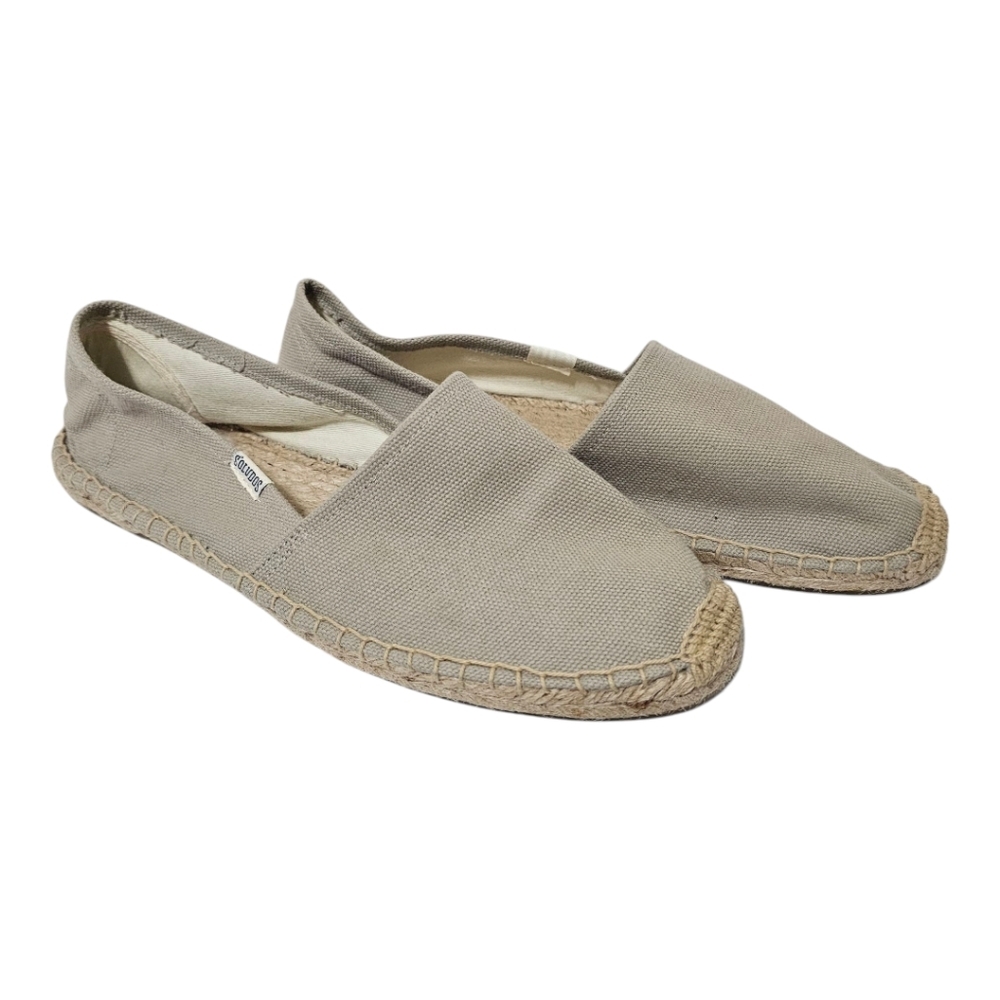 Soludos Classic Dali Canvas Espadrille Flats Greige Gray Beige Natural Size 9